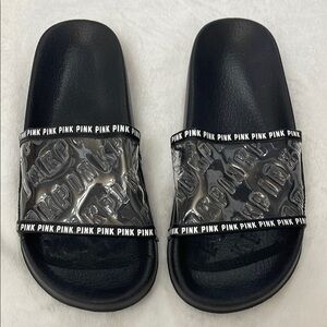 PINK Black and White Slide Sandals WOMENS SIZE L